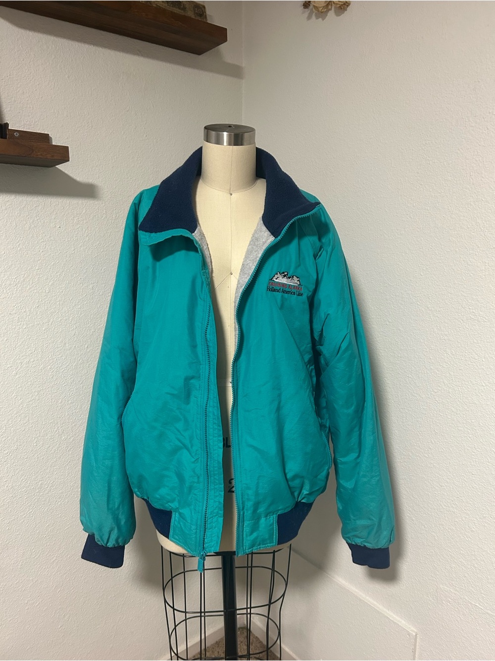 VINTAGE Gear For Sports Teal Ski Jacket with Navy Trim